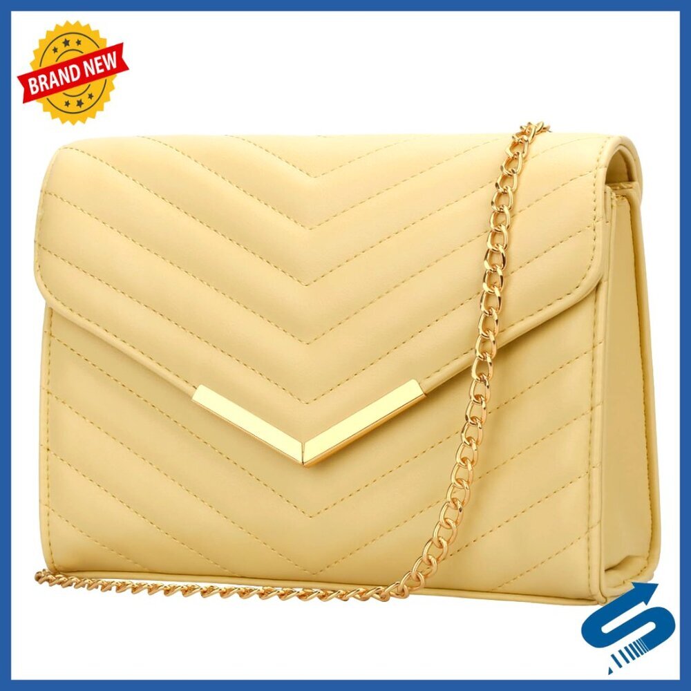 Vegan Leather Evening Clutch with Detachable Chain Strap for Formal Events